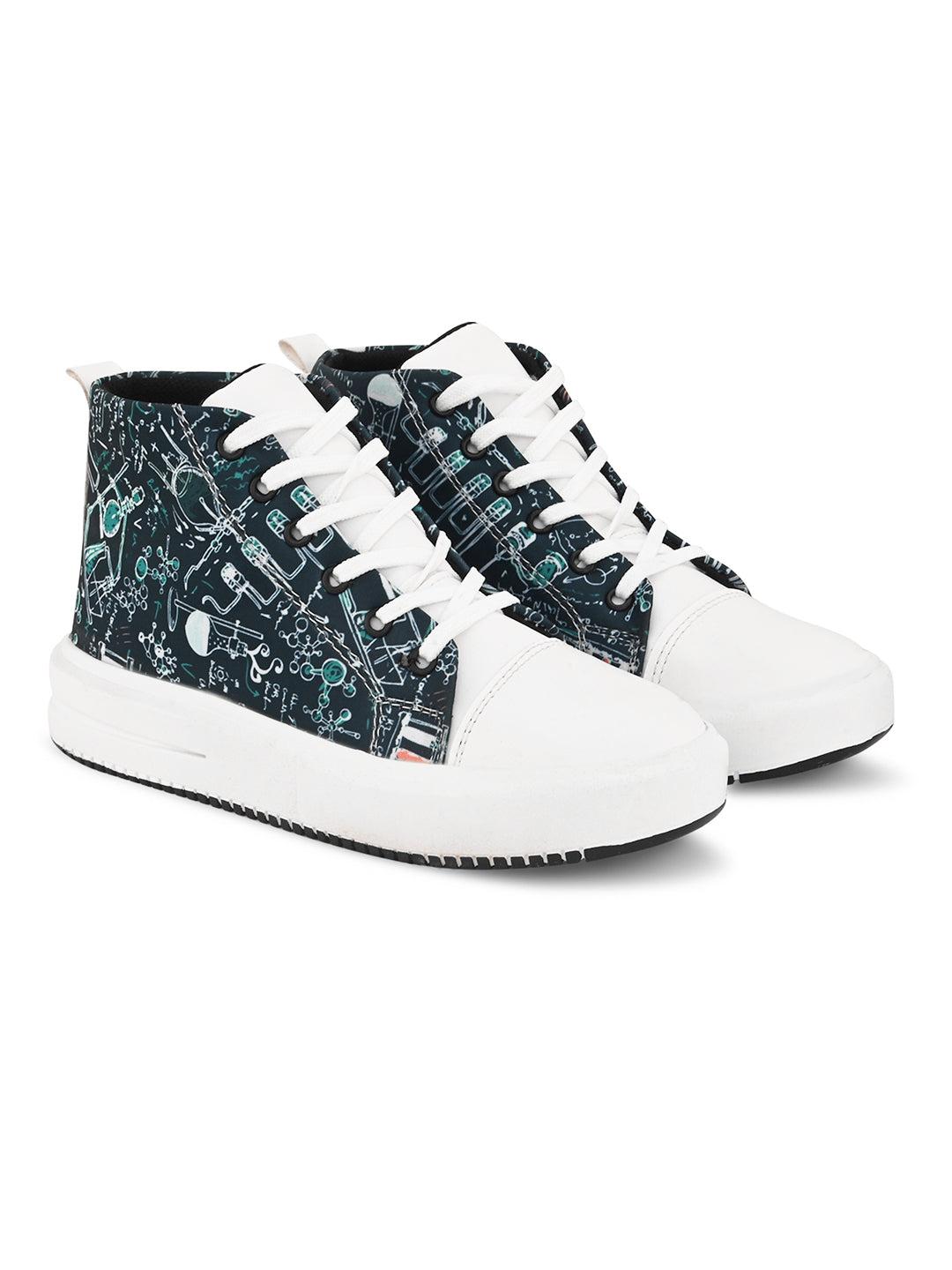 Black Printed High Top Sneakers for Women - Stylish Look