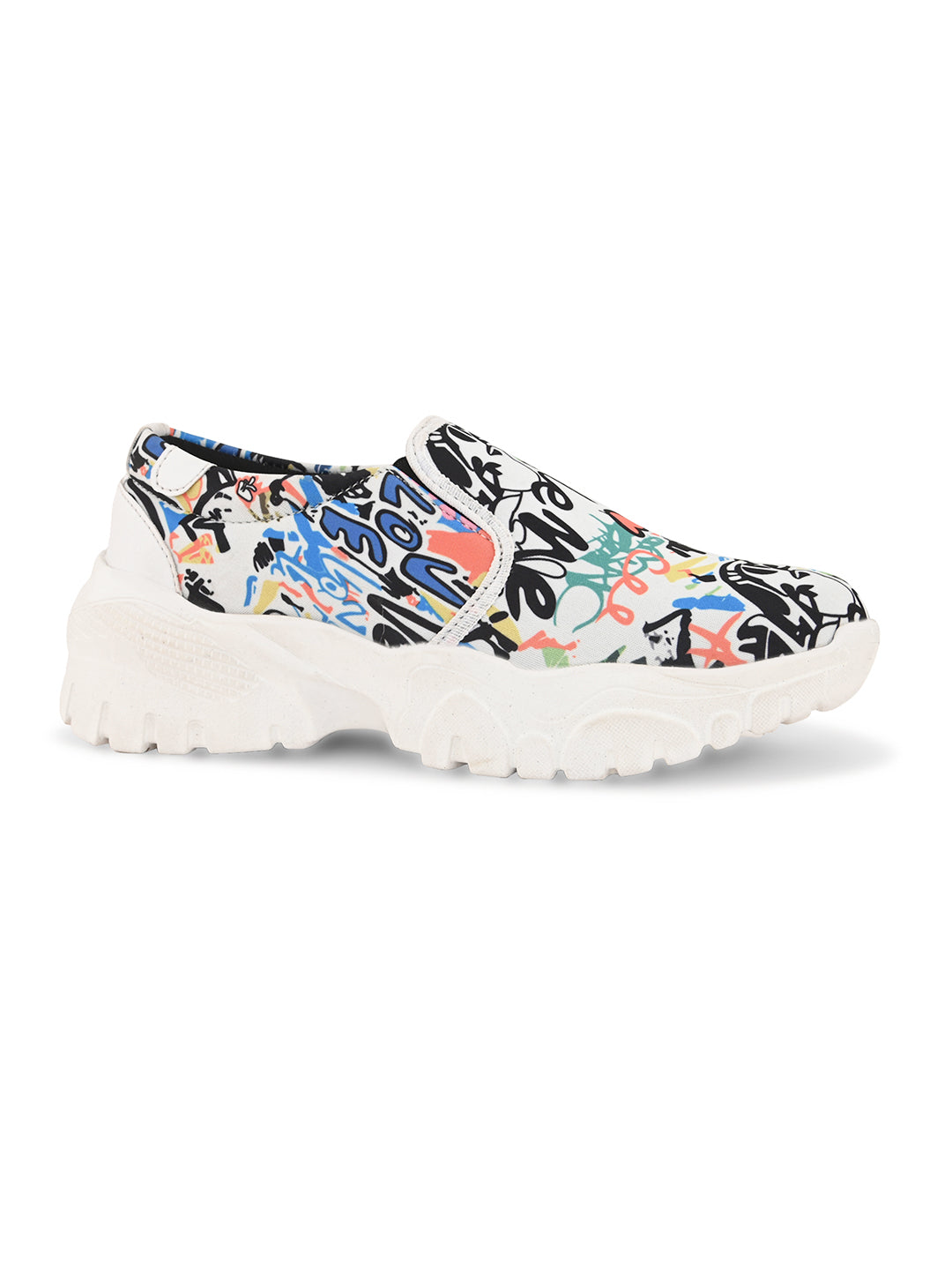 Graffiti Print Slip-On Sneakers for Women - Funky Style