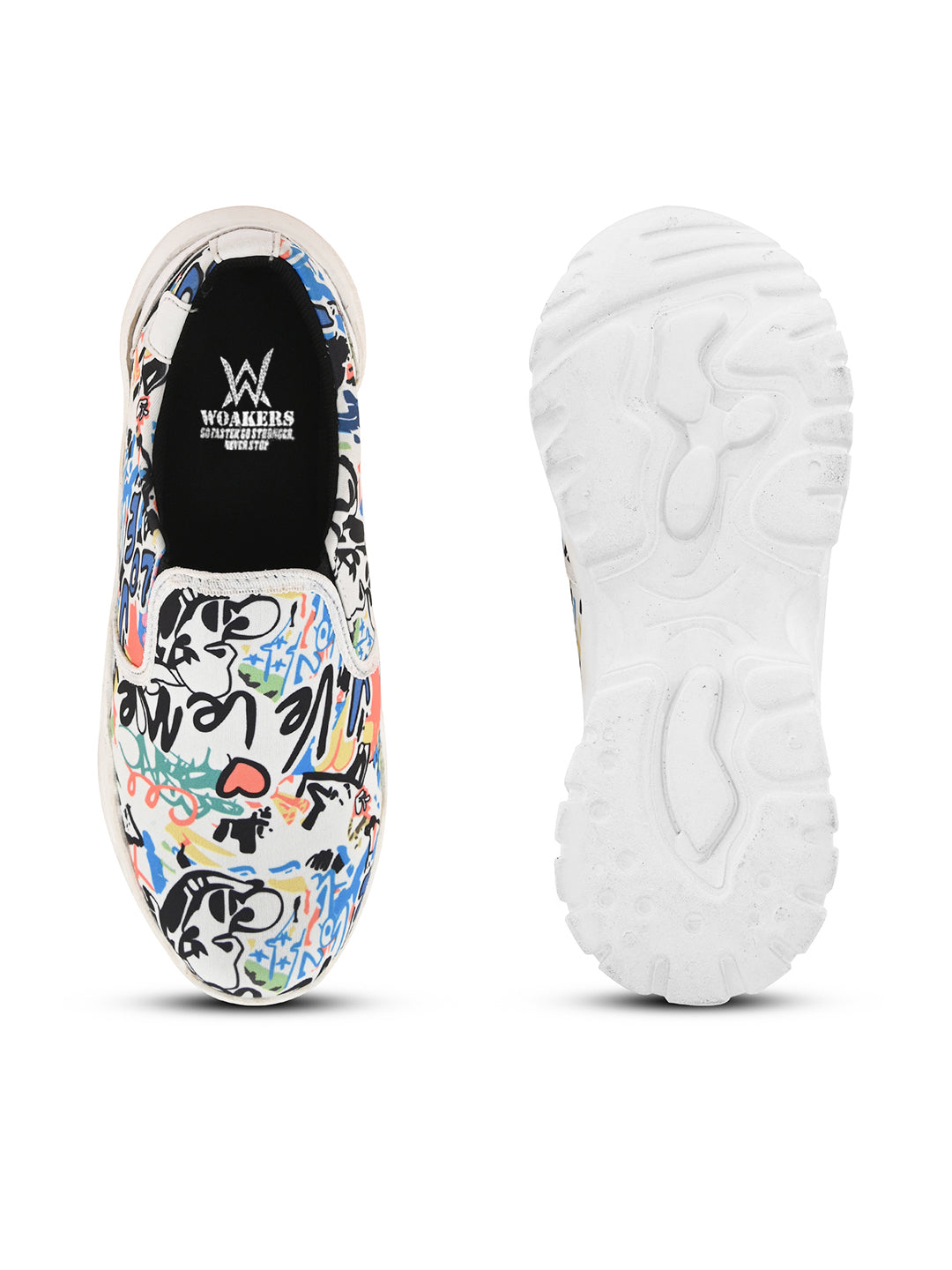 Graffiti Print Slip-On Sneakers for Women - Funky Style