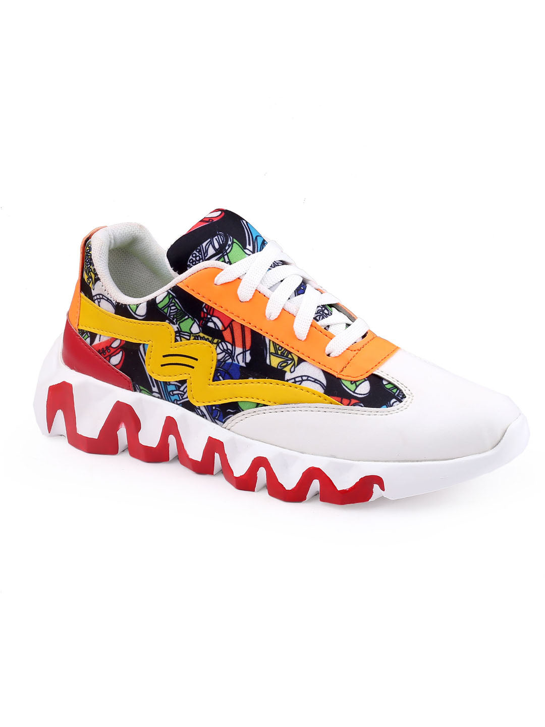 Multicolor Zig-Zag Sole Sneakers for Men - Bold Street Style