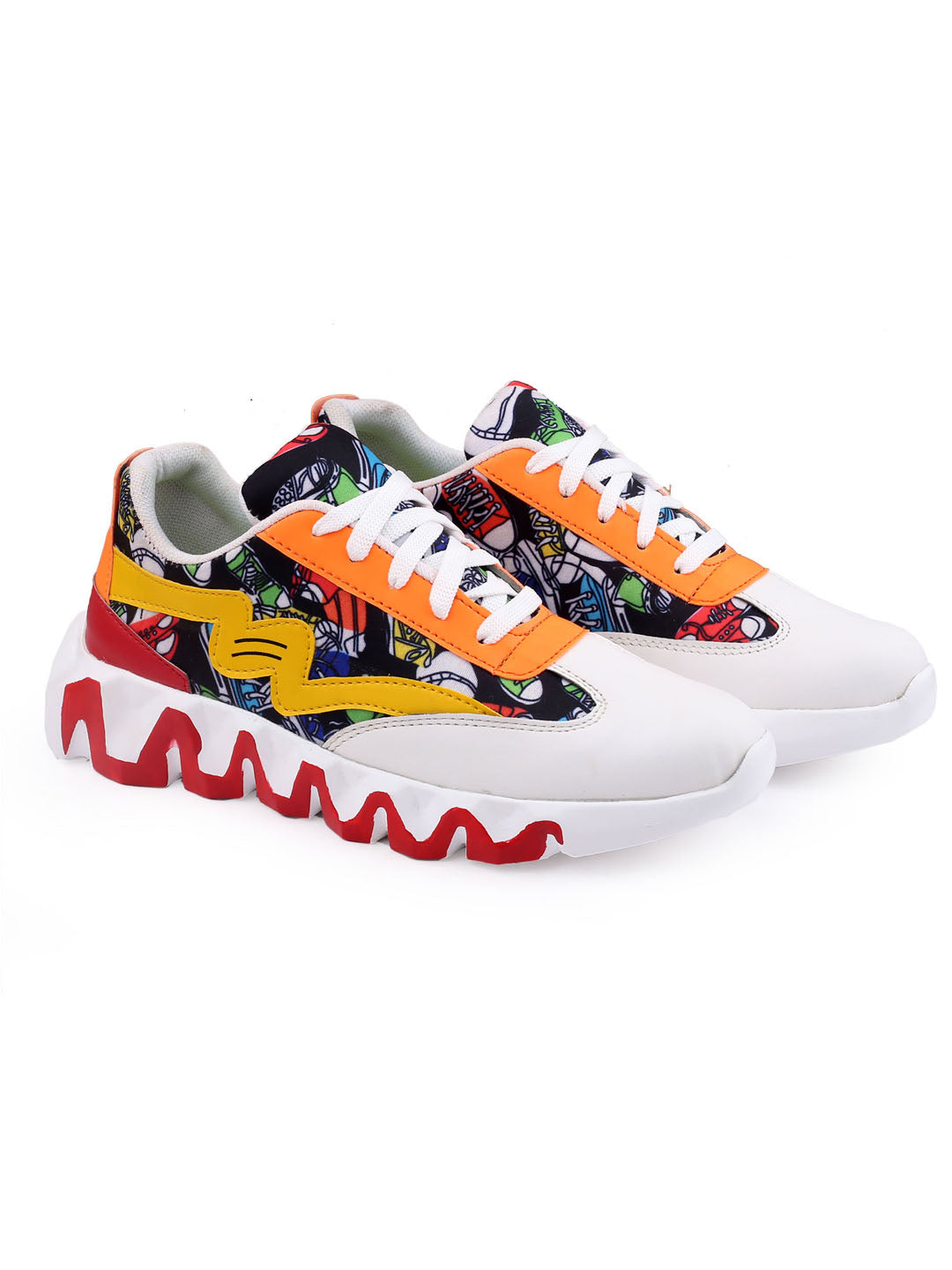 Multicolor Zig-Zag Sole Sneakers for Men - Bold Street Style