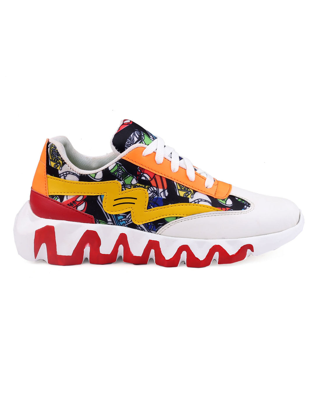 Multicolor Zig-Zag Sole Sneakers for Men - Bold Street Style