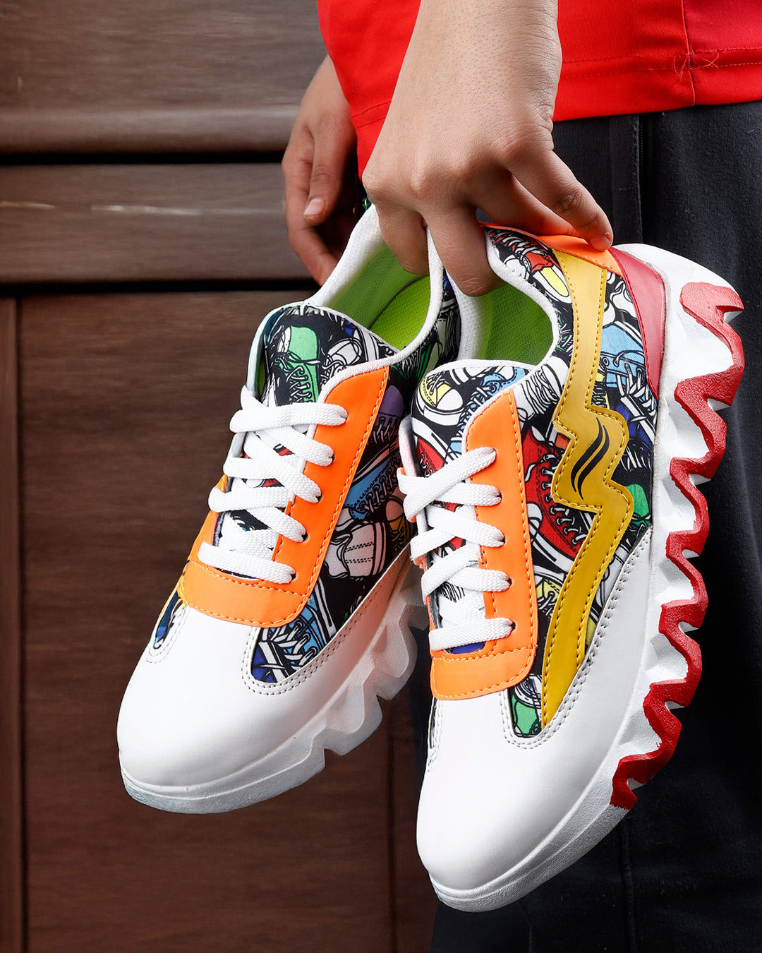 Multicolor Zig-Zag Sole Sneakers for Men - Bold Street Style