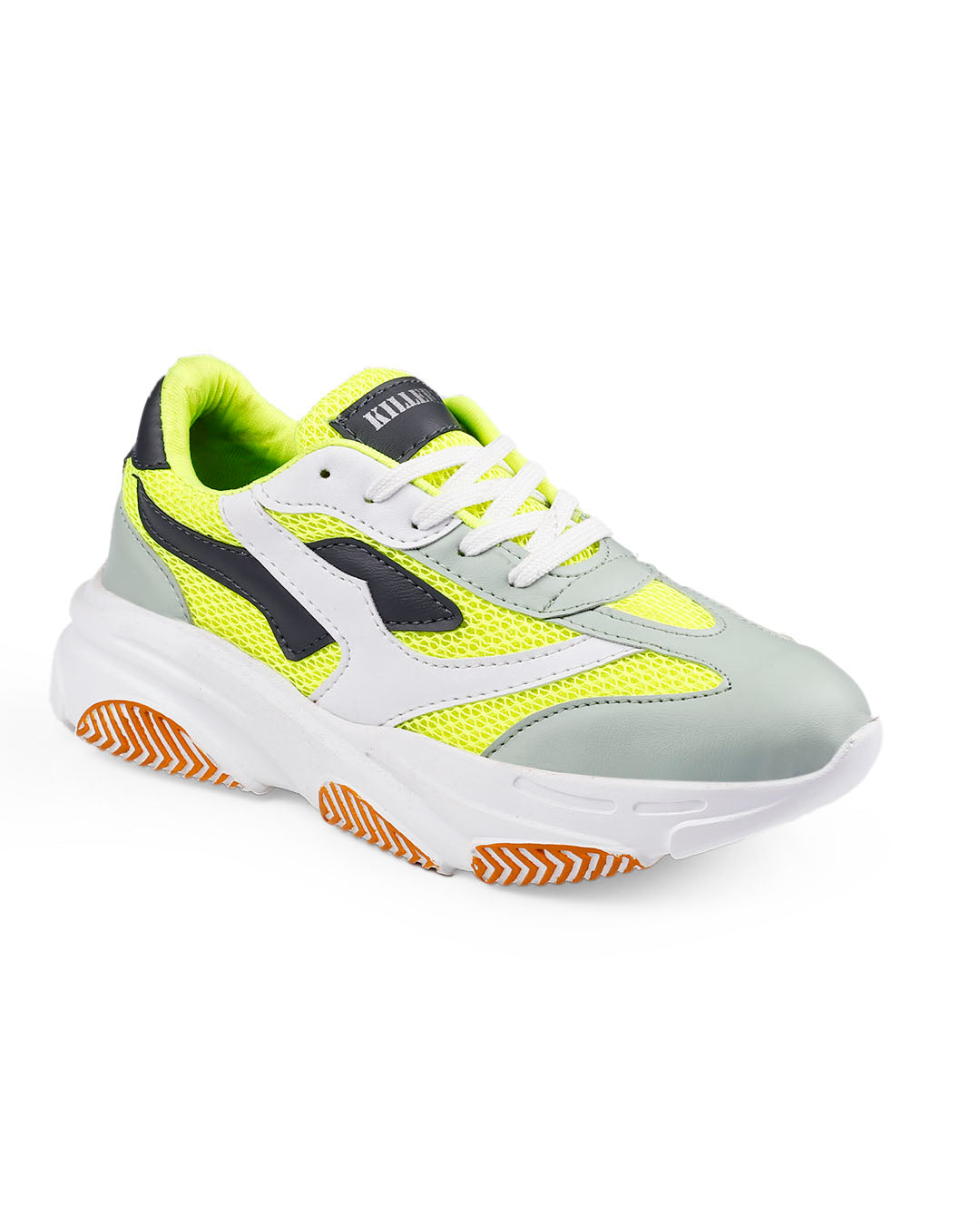 Neon Green & Grey Chunky Sneakers for Men - Stylish Comfort