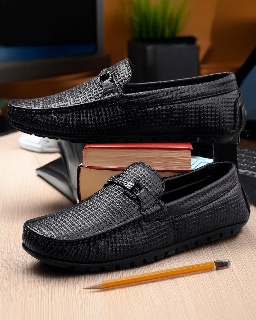 Woakers Men,s Loafers Shoes W-RO-005-BLK