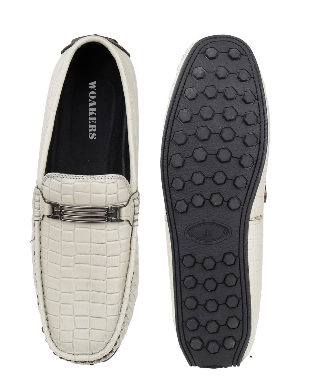 Woakers Men,s Loafers Shoes W-RO-006-WHI