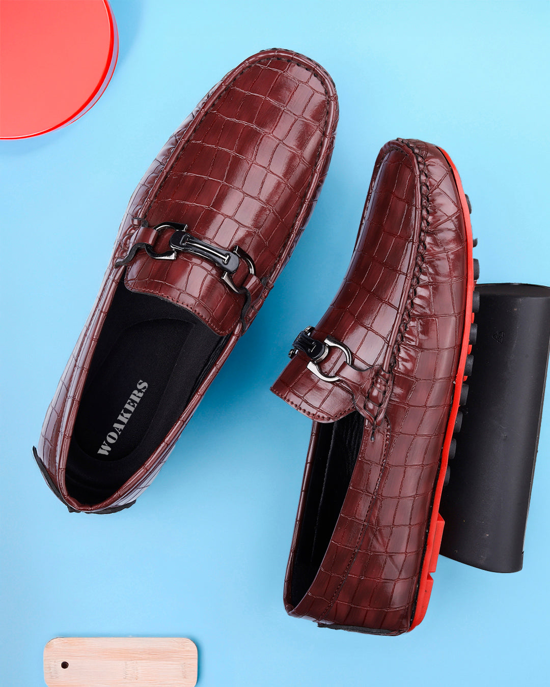 Woakers Men,s Loafers Shoes W-RO-003-BRN