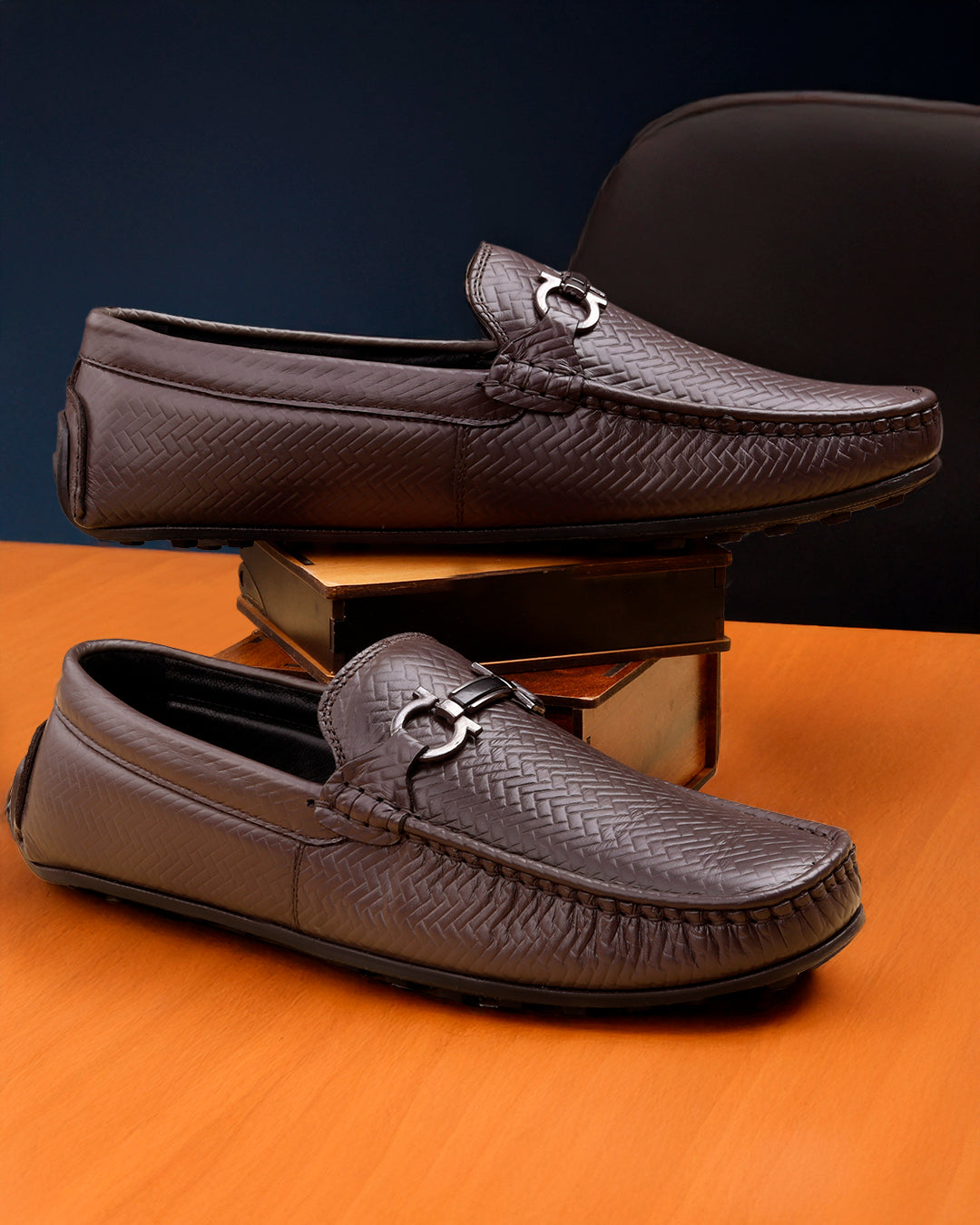 Woakers Men,s Loafers Shoes W-RO-010-BRN