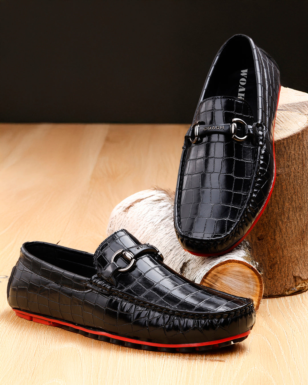 Woakers Men,s Loafers Shoes W-RO-007-BLK