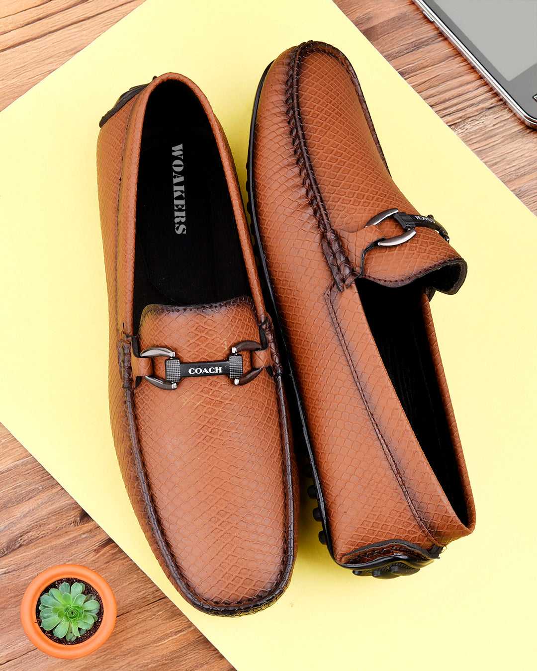 Woakers Men,s Loafers Shoes W-RO-013-TAN