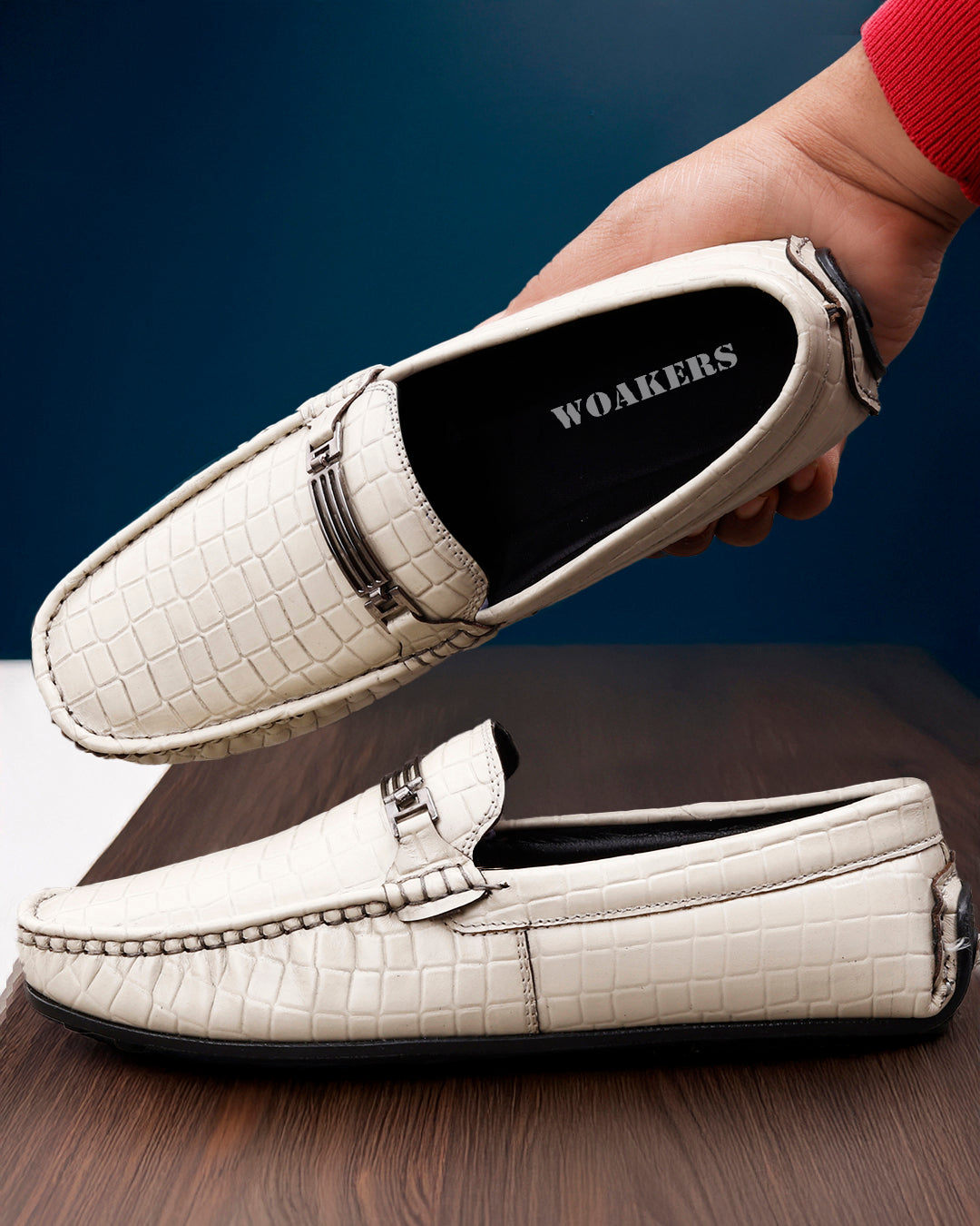 Woakers Men,s Loafers Shoes W-RO-006-WHI