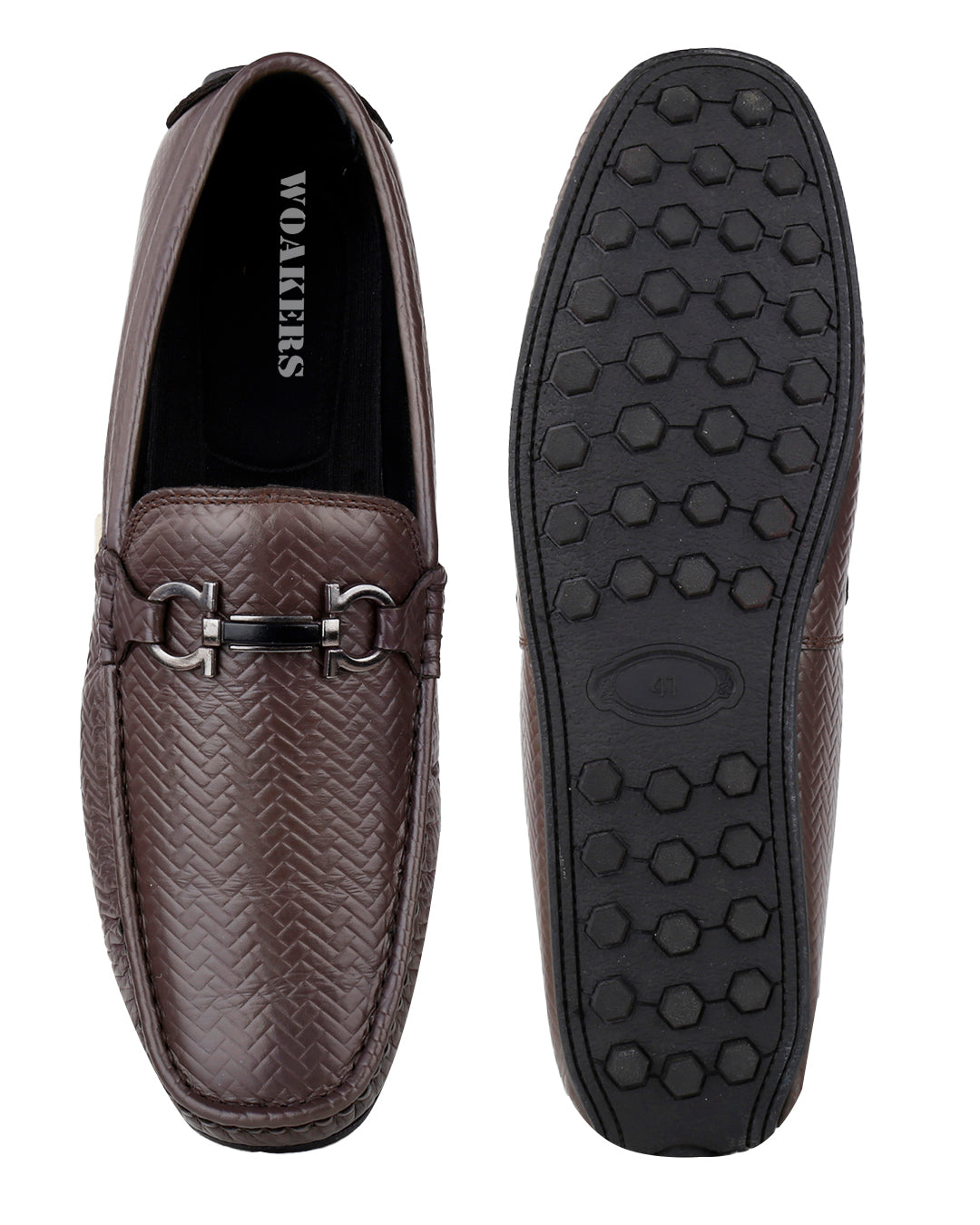 Woakers Men,s Loafers Shoes W-RO-010-BRN