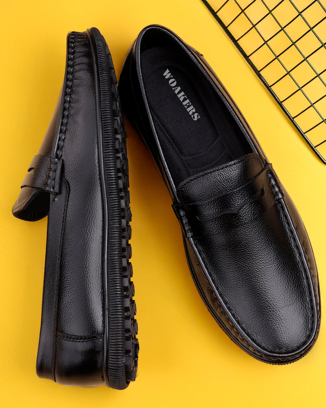 Woakers Men,s Loafers Shoes W-RO-012-BLK