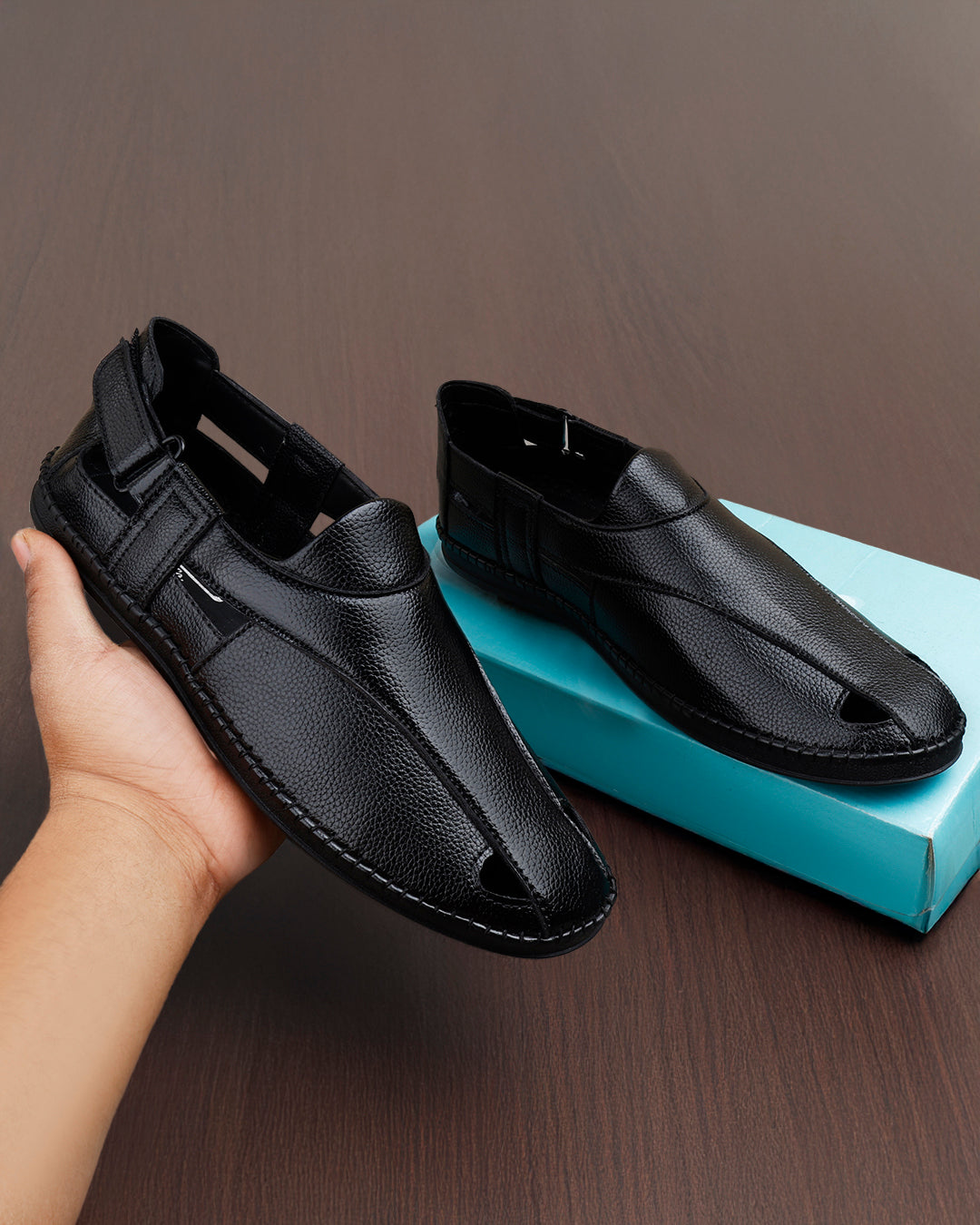 Woakers Men,s Sandle Shoes WK-ROMAN-BLK