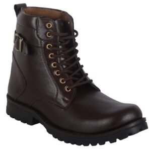 Buckle Lace-Up Boot, Brown