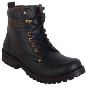 Two-Tone Lace-Up Boot, Black