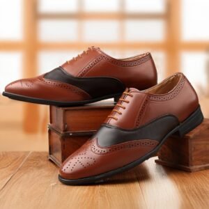 Two-Tone Brogue Oxford, Tan