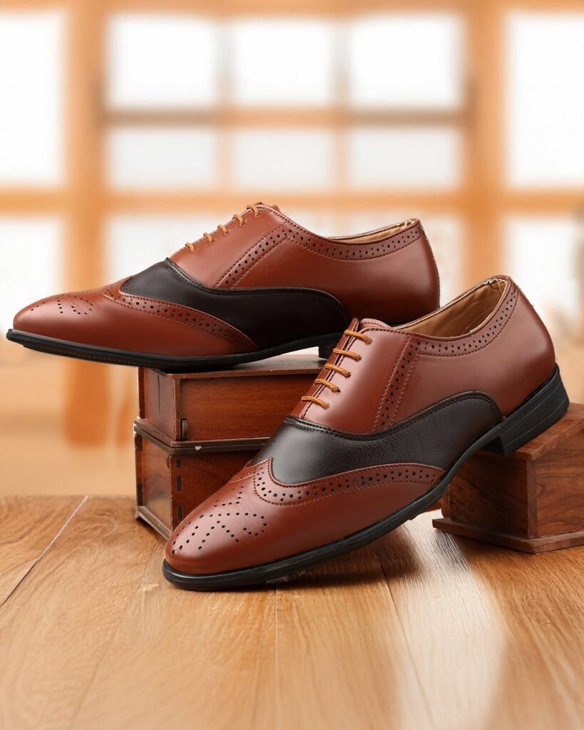 Two-Tone Brogue Oxford, Tan