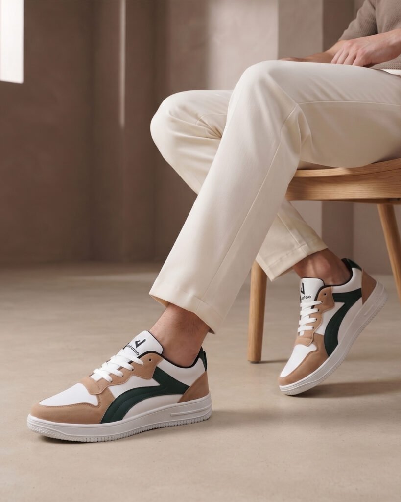 Jokatoo Court Sneaker, White and Green
