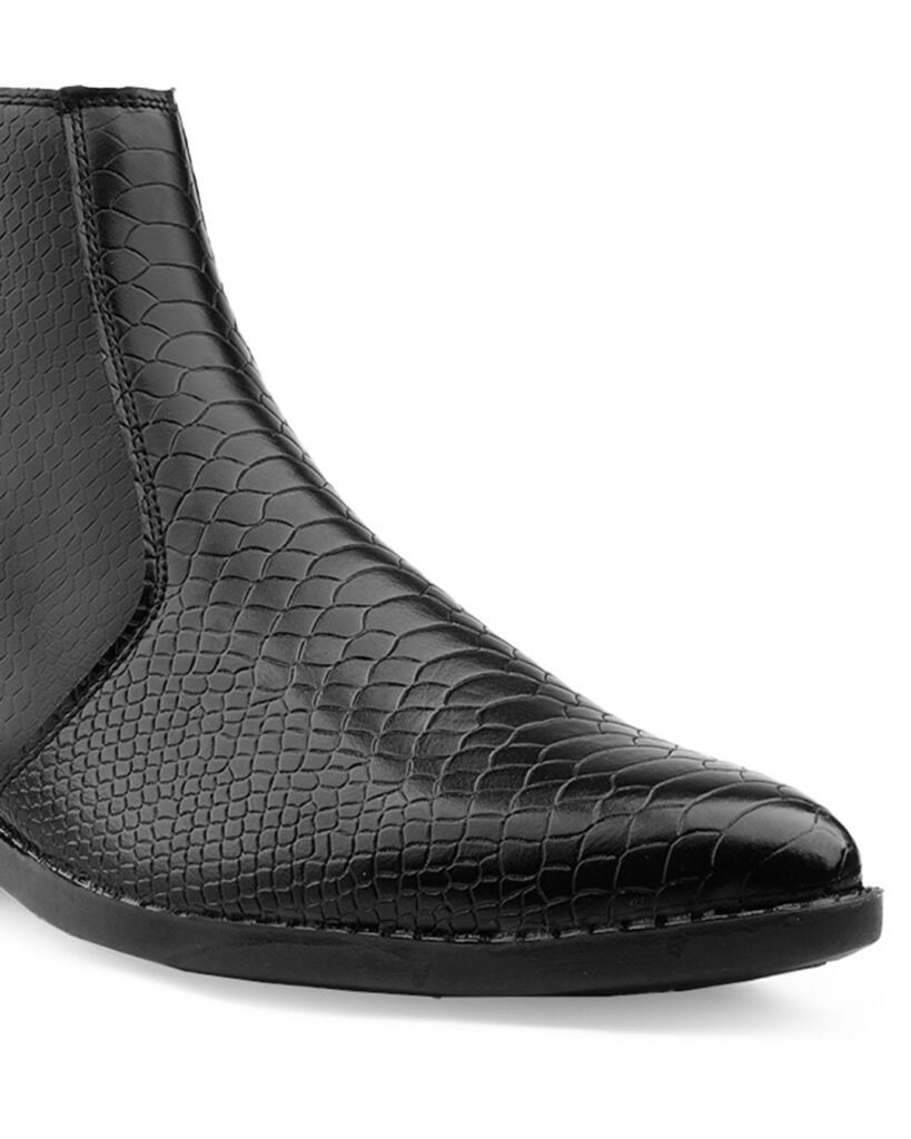 Snake-Print Zip Boot, Black